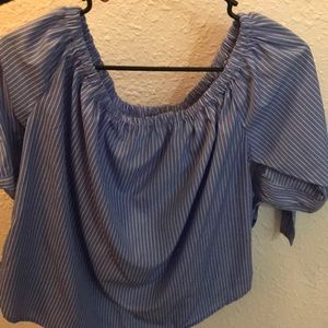 Off the shoulder striped shirt